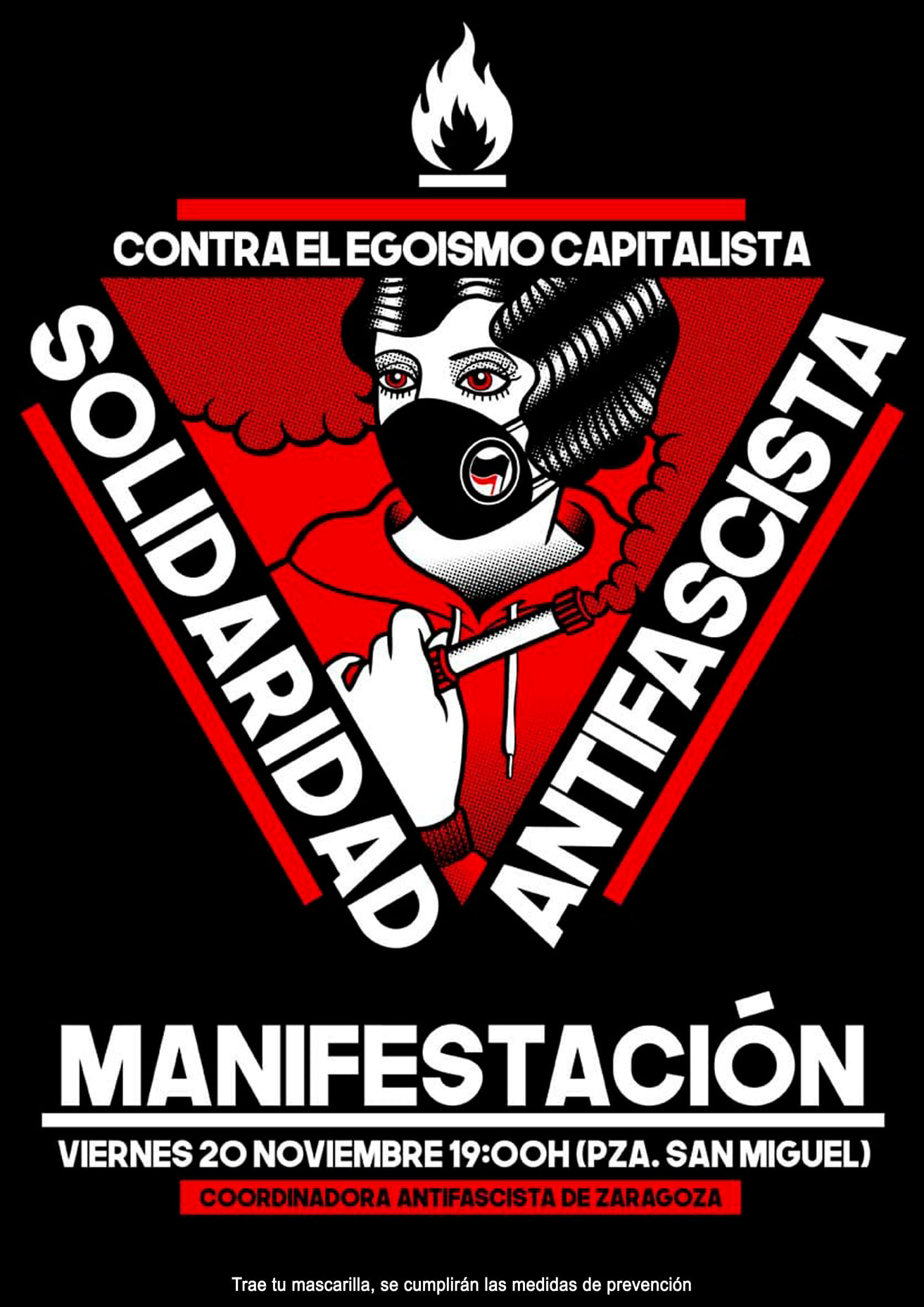 20N Manifestación, Zaragoza contra el fascismo