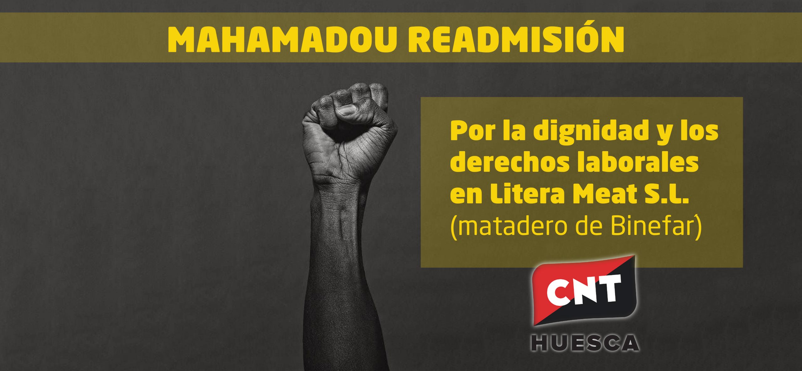 Comienza la campaña por la READMISIÓN DE MAHAMADOU, el Delegado Sindical de CNT despedido por Litera Meat S.L.