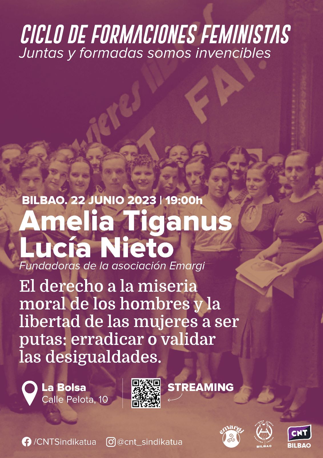 [Ciclo de formaciones feministas] Charla de Amelia Tiganus y Lucía Nieto – Retransmisión online en CNT Zaragoza 22 junio 19:00 horas.