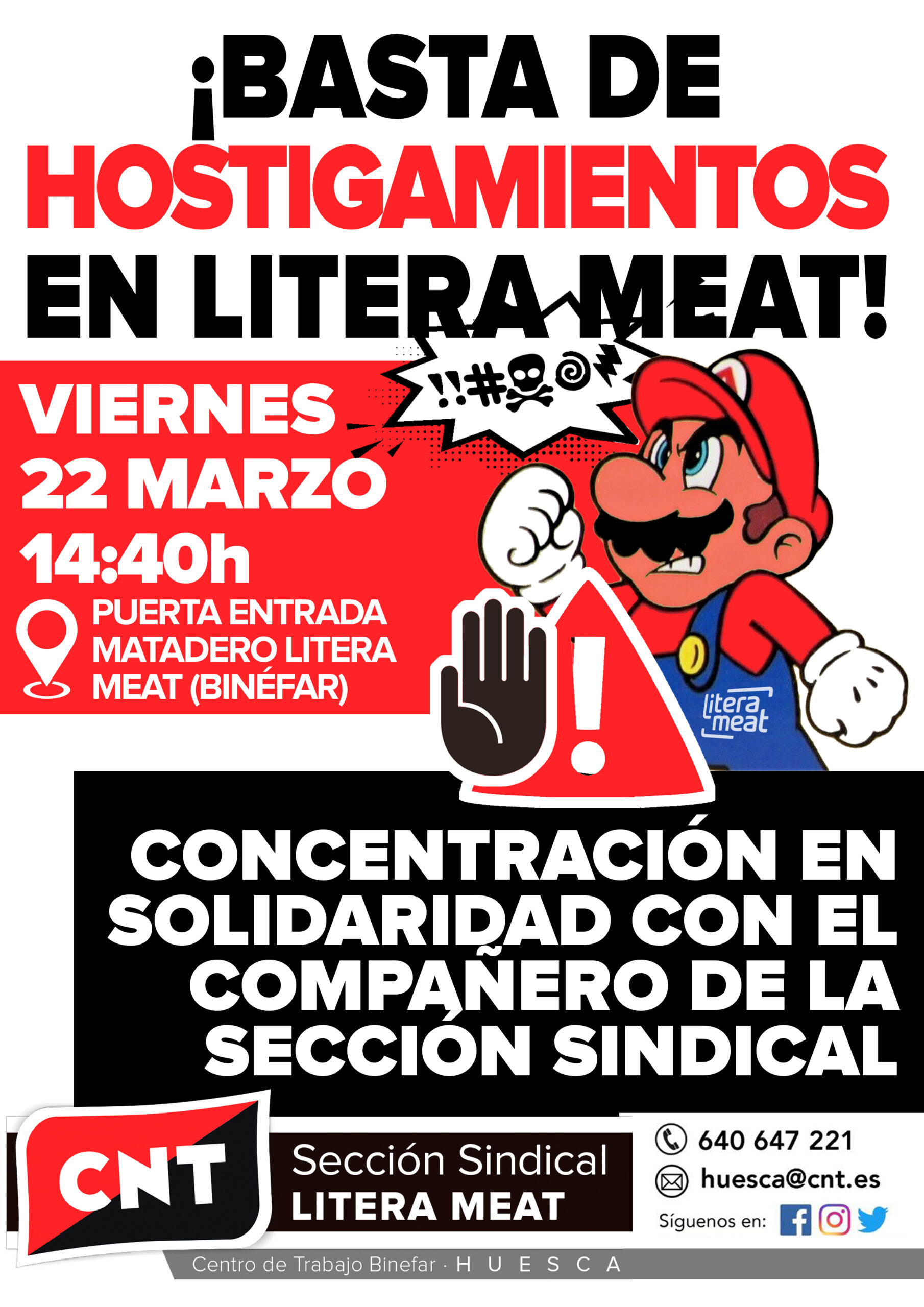 Concentración el viernes 22 de Marzo, 14:40h en la puerta del Matadero de Litera Meat