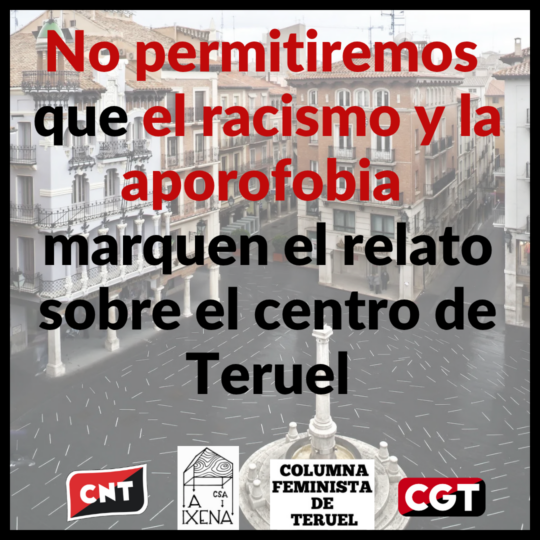 No permitamos que el racismo y la aporofobia marquen el relato sobre el centro de Teruel