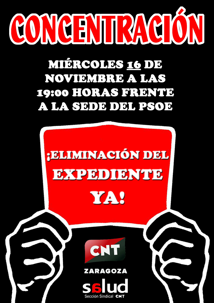 [CNT-SALUD] Concentración miércoles 16/11 a las 19 horas frente a la sede del PSOE