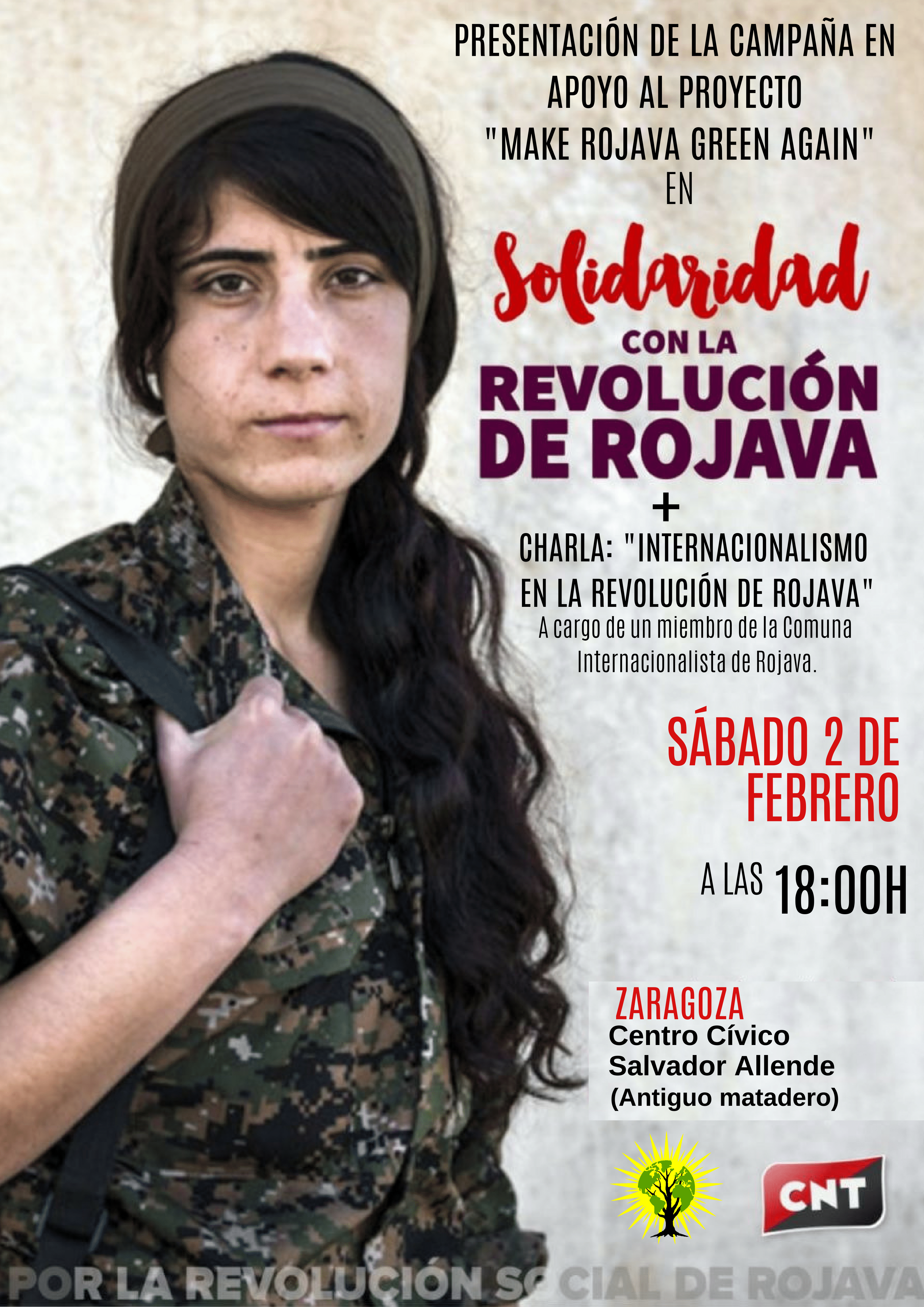 [2F] CNT Zaragoza celebrará una charla en apoyo de la campaña Make Rojava Green Again